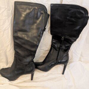 Nine West black leather knee high boots